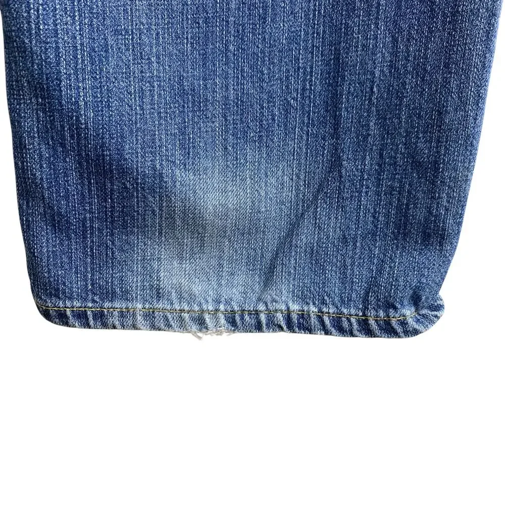 JCREW Vintage Slim Jeans Size 32X33 Destroyed Holes 100% Cotton Blue Paint Denim